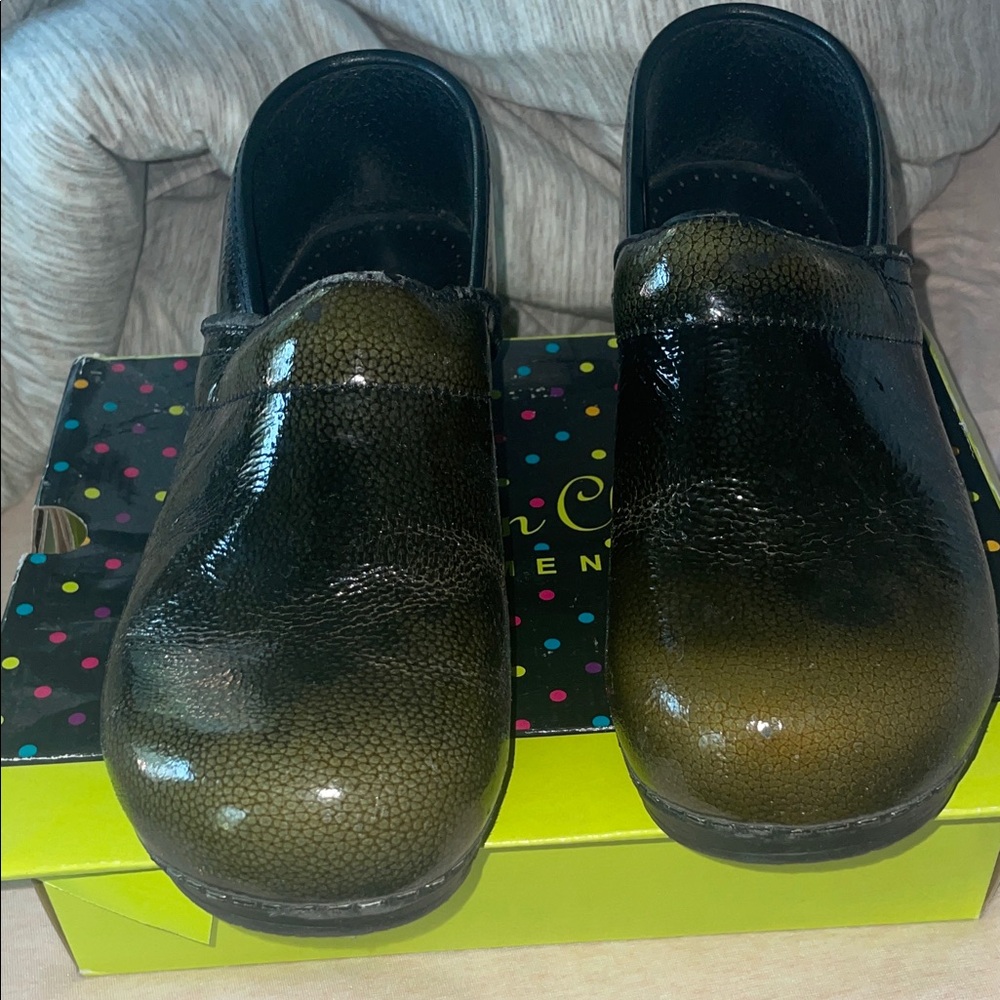 Sanita Green Ombre Patent Leather Clogs
